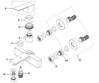 Смеситель для ванны AZARIO CADEO AZ-15940501 с коротким изливом